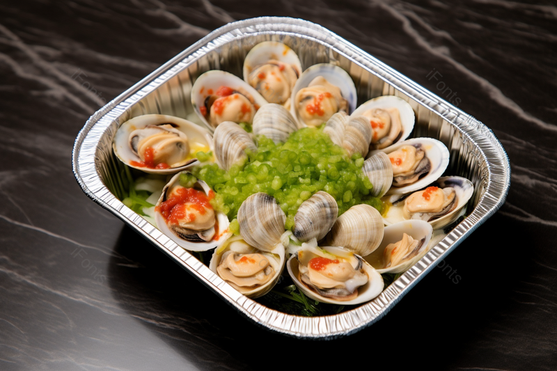 锡纸葱花蛤蜊花甲美食摄影图,高清,摄影图,摄影图片,图片大全,摄影图免费下载
